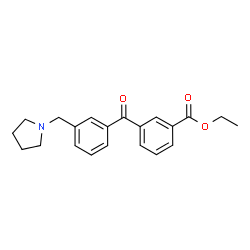 ChemSpider 2D Image | Ethyl 3-[3-(1-pyrrolidinylmethyl)benzoyl]benzoate | C21H23NO3