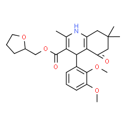 ChemSpider 2D Image | Tetrahydro-2-furanylmethyl 4-(2,3-dimethoxyphenyl)-2,7,7-trimethyl-5-oxo-1,4,5,6,7,8-hexahydro-3-quinolinecarboxylate | C26H33NO6