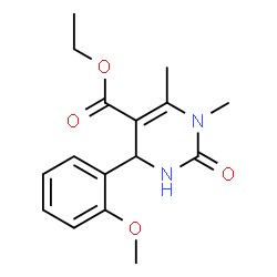 ChemSpider 2D Image | Ethyl 4-(2-methoxyphenyl)-1,6-dimethyl-2-oxo-1,2,3,4-tetrahydro-5-pyrimidinecarboxylate | C16H20N2O4