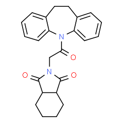 ChemSpider 2D Image | 2-[2-(10,11-Dihydro-5H-dibenzo[b,f]azepin-5-yl)-2-oxoethyl]hexahydro-1H-isoindole-1,3(2H)-dione | C24H24N2O3