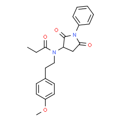 ChemSpider 2D Image | N-(2,5-Dioxo-1-phenyl-3-pyrrolidinyl)-N-[2-(4-methoxyphenyl)ethyl]propanamide | C22H24N2O4