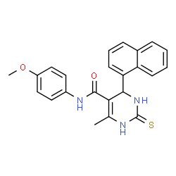 ChemSpider 2D Image | N-(4-Methoxyphenyl)-6-methyl-4-(1-naphthyl)-2-thioxo-1,2,3,4-tetrahydro-5-pyrimidinecarboxamide | C23H21N3O2S