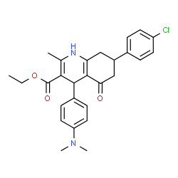 ChemSpider 2D Image | Ethyl 7-(4-chlorophenyl)-4-[4-(dimethylamino)phenyl]-2-methyl-5-oxo-1,4,5,6,7,8-hexahydro-3-quinolinecarboxylate | C27H29ClN2O3