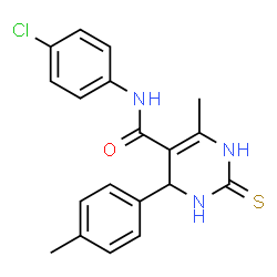 ChemSpider 2D Image | N-(4-Chlorophenyl)-6-methyl-4-(4-methylphenyl)-2-thioxo-1,2,3,4-tetrahydro-5-pyrimidinecarboxamide | C19H18ClN3OS