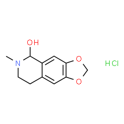 ChemSpider 2D Image | 6-Methyl-5,6,7,8-tetrahydro[1,3]dioxolo[4,5-g]isoquinolin-5-ol hydrochloride (1:1) | C11H14ClNO3