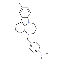 ChemSpider 2D Image | N,N-Dimethyl-4-[(11-methyl-1,2,3,3a,6,7-hexahydro[1,4]diazepino[3,2,1-jk]carbazol-4(5H)-yl)methyl]aniline | C25H31N3