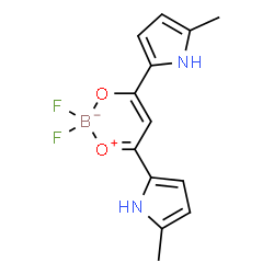ChemSpider 2D Image | Difluoro[3-(hydroxy-kappaO)-1,3-bis(5-methyl-1H-pyrrol-2-yl)-2-propen-1-onato-kappaO]boron | C13H13BF2N2O2