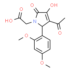 ChemSpider 2D Image | [3-Acetyl-2-(2,4-dimethoxyphenyl)-4-hydroxy-5-oxo-2,5-dihydro-1H-pyrrol-1-yl]acetic acid | C16H17NO7