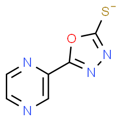 ChemSpider 2D Image | 5-(2-Pyrazinyl)-1,3,4-oxadiazole-2-thiolate | C6H3N4OS