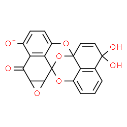 ChemSpider 2D Image | 15,15-Dihydroxy-5-oxo-3,11,21,22-tetraoxaheptacyclo[10.9.1.1~1,6~.1~12,16~.0~2,4~.0~10,24~.0~20,23~]tetracosa-6(24),7,9,13,16(23),17,19-heptaen-7-olate | C20H11O8