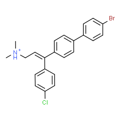 ChemSpider 2D Image | (2Z)-3-(4'-Bromo-4-biphenylyl)-3-(4-chlorophenyl)-N,N-dimethyl-2-propen-1-aminium | C23H22BrClN