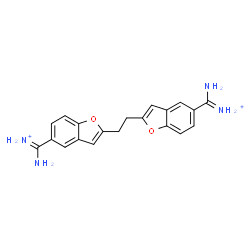ChemSpider 2D Image | (1,2-Ethanediyldi-1-benzofuran-2,5-diyl)bis(iminomethanaminium) | C20H20N4O2