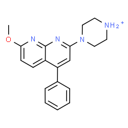 ChemSpider 2D Image | 4-(7-Methoxy-4-phenyl-1,8-naphthyridin-2-yl)piperazin-1-ium | C19H21N4O