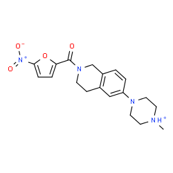ChemSpider 2D Image | 1-Methyl-4-[2-(5-nitro-2-furoyl)-1,2,3,4-tetrahydro-6-isoquinolinyl]piperazin-1-ium | C19H23N4O4