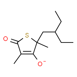 ChemSpider 2D Image | 2-(2-Ethylbutyl)-2,4-dimethyl-5-oxo-2,5-dihydro-3-thiophenolate | C12H19O2S