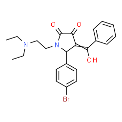 ChemSpider 2D Image | 5-(4-Bromophenyl)-1-[2-(diethylamino)ethyl]-4-[hydroxy(phenyl)methylene]-2,3-pyrrolidinedione | C23H25BrN2O3