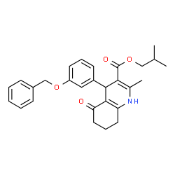 ChemSpider 2D Image | Isobutyl 4-[3-(benzyloxy)phenyl]-2-methyl-5-oxo-1,4,5,6,7,8-hexahydro-3-quinolinecarboxylate | C28H31NO4