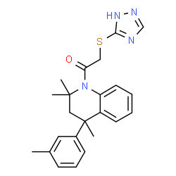 ChemSpider 2D Image | Ethanone, 1-[3,4-dihydro-2,2,4-trimethyl-4-(3-methylphenyl)-1(2H)-quinolinyl]-2-(4H-1,2,4-triazol-3-ylthio)- | C23H26N4OS