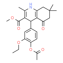 ChemSpider 2D Image | Methyl 4-(4-acetoxy-3-ethoxyphenyl)-2,7,7-trimethyl-5-oxo-1,4,5,6,7,8-hexahydro-3-quinolinecarboxylate | C24H29NO6