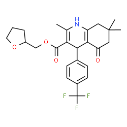 ChemSpider 2D Image | Tetrahydro-2-furanylmethyl 2,7,7-trimethyl-5-oxo-4-[4-(trifluoromethyl)phenyl]-1,4,5,6,7,8-hexahydro-3-quinolinecarboxylate | C25H28F3NO4