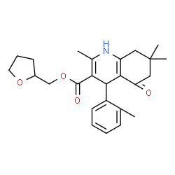 ChemSpider 2D Image | Tetrahydro-2-furanylmethyl 2,7,7-trimethyl-4-(2-methylphenyl)-5-oxo-1,4,5,6,7,8-hexahydro-3-quinolinecarboxylate | C25H31NO4