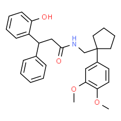 ChemSpider 2D Image | N-{[1-(3,4-Dimethoxyphenyl)cyclopentyl]methyl}-3-(2-hydroxyphenyl)-3-phenylpropanamide | C29H33NO4