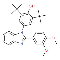 ChemSpider 2D Image | 2,6-di-tert-butyl-4-[2-(3,4-dimethoxyphenyl)-1H-benzimidazol-1-yl]phenol | C29H34N2O3