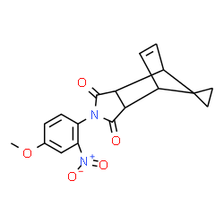 ChemSpider 2D Image | 4'-(4-Methoxy-2-nitrophenyl)-4'-azaspiro[cyclopropane-1,10'-tricyclo[5.2.1.0~2,6~]decane]-8'-ene-3',5'-dione | C18H16N2O5