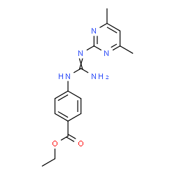 ChemSpider 2D Image | ethyl 4-[N'-(4,6-dimethylpyrimidin-2-yl)carbamimidamido]benzoate | C16H19N5O2
