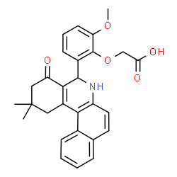 ChemSpider 2D Image | [2-(2,2-Dimethyl-4-oxo-1,2,3,4,5,6-hexahydrobenzo[a]phenanthridin-5-yl)-6-methoxyphenoxy]acetic acid | C28H27NO5