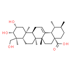 ChemSpider 2D Image | (2alpha,3alpha,5beta,8alpha,10alpha,14beta,17alpha,19alpha,20beta)-2,3,24-Trihydroxyurs-12-en-28-oic acid | C30H48O5