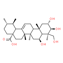 ChemSpider 2D Image | (2beta,3alpha,5xi,6alpha,9xi,10alpha,18xi,19alpha,20beta)-2,3,6,23-Tetrahydroxyurs-12-en-28-oic acid | C30H48O6