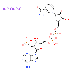 ChemSpider 2D Image | tetrasodium [(2R,3S,4R,5R)-2-(6-aminopurin-9-yl)-5-[[[[(2R,3R,4S,5S)-5-(3-carbamoyl-4H-pyridin-1-yl)-3,4-dihydroxy-tetrahydrofuran-2-yl]methoxy-oxido-phosphoryl]oxy-oxido-phosphoryl]oxymethyl]-4-hydroxy-tetrahydrofuran-3-yl] phosphate | C21H26N7Na4O17P3