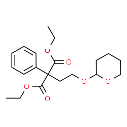 ChemSpider 2D Image | Diethylphenyl[2-(tetrahydro-2H-pyran-2-yloxy)ethyl]malonat | C20H28O6