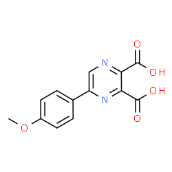ChemSpider 2D Image | 5-(4-Methoxyphenyl)-2,3-pyrazinedicarboxylic acid | C13H10N2O5