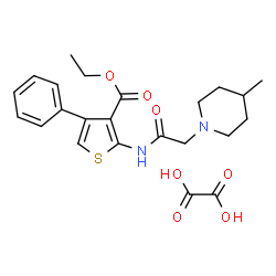 ChemSpider 2D Image | Ethyl 2-{[(4-methyl-1-piperidinyl)acetyl]amino}-4-phenyl-3-thiophenecarboxylate ethanedioate (1:1) | C23H28N2O7S
