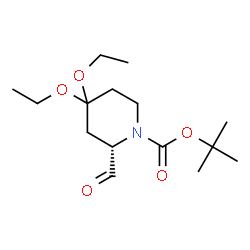ChemSpider 2D Image | tert-Butyl (2S)-4,4-diethoxy-2-formylpiperidine-1-carboxylate | C15H27NO5
