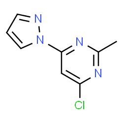 ChemSpider 2D Image | 4-CHLORO-2-METHYL-6-(PYRAZOL-1-YL)PYRIMIDINE | C8H7ClN4