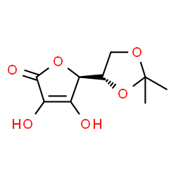 ChemSpider 2D Image | (5S)-5-[(4S)-2,2-Dimethyl-1,3-dioxolan-4-yl]-3,4-dihydroxy-2(5H)-furanone | C9H12O6