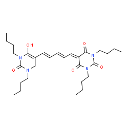 ChemSpider 2D Image | 1,3-Dibutyl-5-[(2E,4E)-5-(1,3-dibutyl-6-hydroxy-2-oxo-1,2,3,4-tetrahydro-5-pyrimidinyl)-2,4-pentadien-1-ylidene]-2,4,6(1H,3H,5H)-pyrimidinetrione | C29H44N4O5