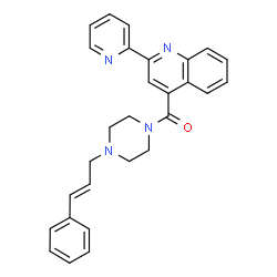 ChemSpider 2D Image | {4-[(2E)-3-Phenyl-2-propen-1-yl]-1-piperazinyl}[2-(2-pyridinyl)-4-quinolinyl]methanone | C28H26N4O