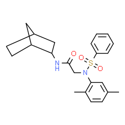 ChemSpider 2D Image | N-Bicyclo[2.2.1]hept-2-yl-N~2~-(2,5-dimethylphenyl)-N~2~-(phenylsulfonyl)glycinamide | C23H28N2O3S