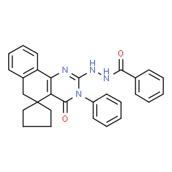 ChemSpider 2D Image | N'-(4-Oxo-3-phenyl-4,6-dihydro-3H-spiro[benzo[h]quinazoline-5,1'-cyclopentan]-2-yl)benzohydrazide | C29H26N4O2