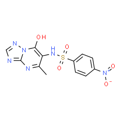 ChemSpider 2D Image | N-(7-Hydroxy-5-methyl[1,2,4]triazolo[1,5-a]pyrimidin-6-yl)-4-nitrobenzenesulfonamide | C12H10N6O5S