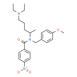 ChemSpider 2D Image | N-[5-(Diethylamino)-2-pentanyl]-N-(4-methoxybenzyl)-4-nitrobenzamide | C24H33N3O4