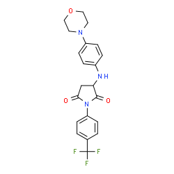 ChemSpider 2D Image | 3-{[4-(4-Morpholinyl)phenyl]amino}-1-[4-(trifluoromethyl)phenyl]-2,5-pyrrolidinedione | C21H20F3N3O3