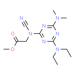 ChemSpider 2D Image | Methyl N-cyano-N-[4-(diethylamino)-6-(dimethylamino)-1,3,5-triazin-2-yl]glycinate | C13H21N7O2