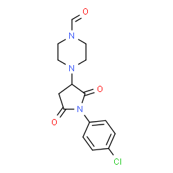 ChemSpider 2D Image | 4-[1-(4-Chlorophenyl)-2,5-dioxo-3-pyrrolidinyl]-1-piperazinecarbaldehyde | C15H16ClN3O3