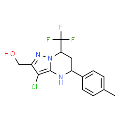 ChemSpider 2D Image | [3-Chloro-5-(4-methylphenyl)-7-(trifluoromethyl)-4,5,6,7-tetrahydropyrazolo[1,5-a]pyrimidin-2-yl]methanol | C15H15ClF3N3O