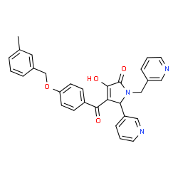 ChemSpider 2D Image | 3-Hydroxy-4-{4-[(3-methylbenzyl)oxy]benzoyl}-5-(3-pyridinyl)-1-(3-pyridinylmethyl)-1,5-dihydro-2H-pyrrol-2-one | C30H25N3O4